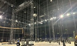 Set-up for concert Hallenstadion Zürich Rigging in the Hallenstadion Zurich with GIS motors