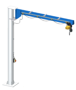 Pillar-mounted slewing crane for high load capacities and long reach